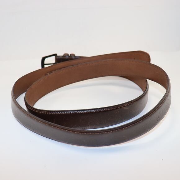 Men’s Brown Genuine Leather Belt Bronze Buckle Size 58/60 - Picture 2 of 3